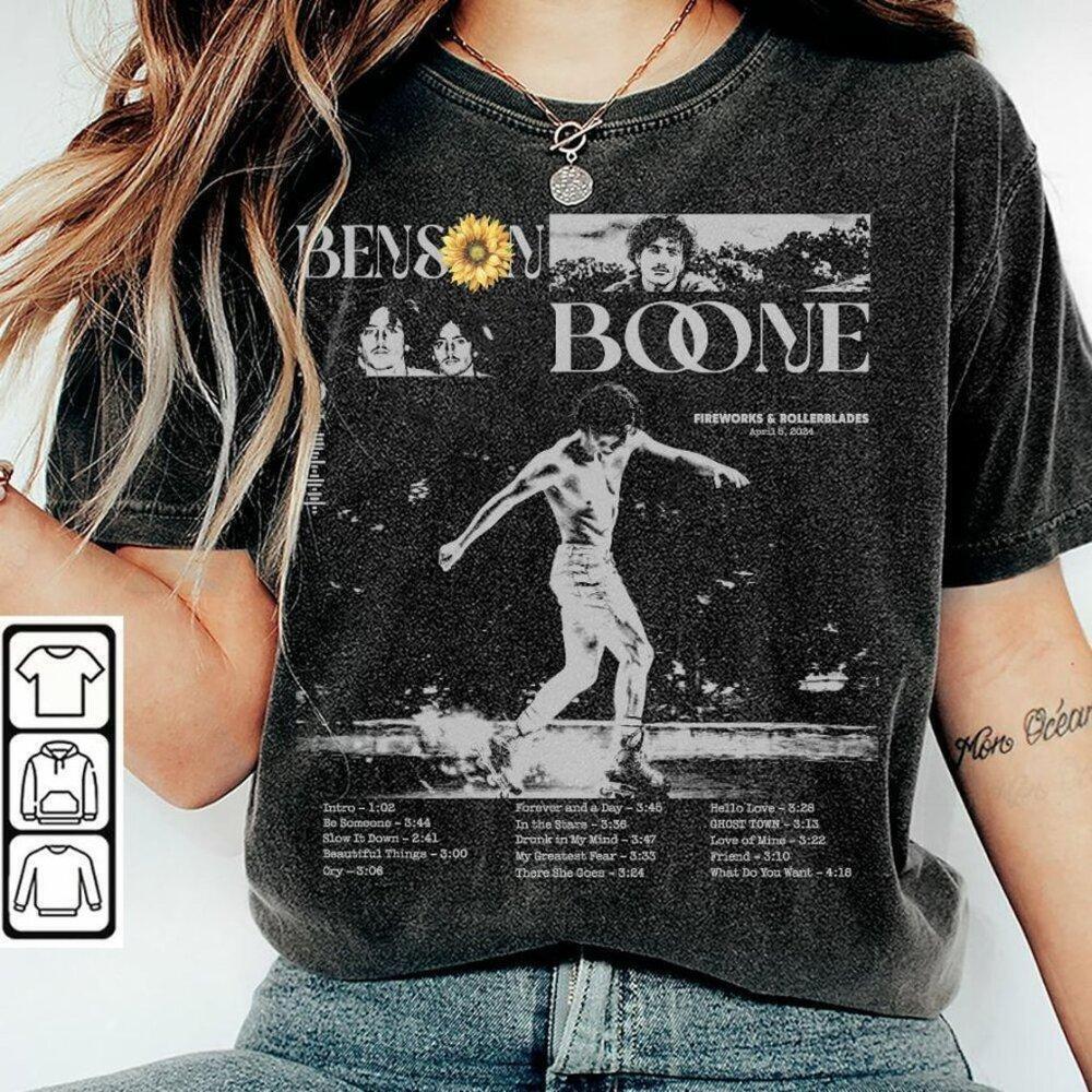 Retro Benson Boone Shirt, Fireworks & Rollerblades Album Tour 2024, Benson Boo